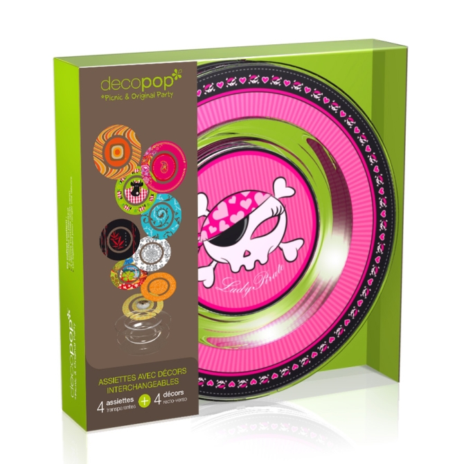 Coffret 4 Assiettes Decopop Lady Pirate 