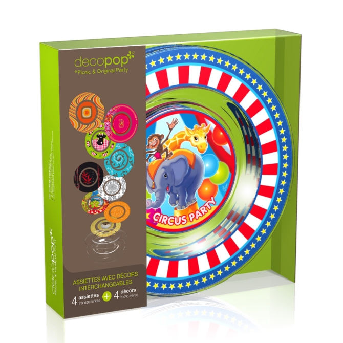 Coffret 4 Assiettes Decopop Circus Party ! 