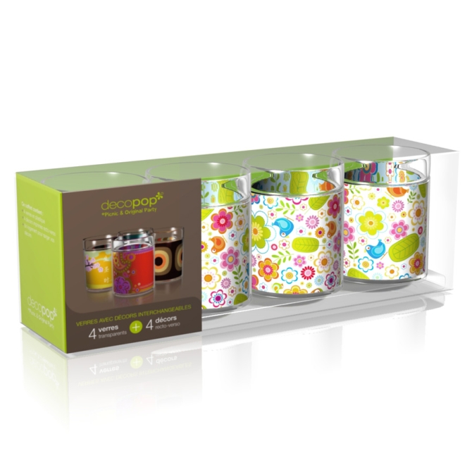 Coffret 4 Verres Decopop Oiseaux du paradis 