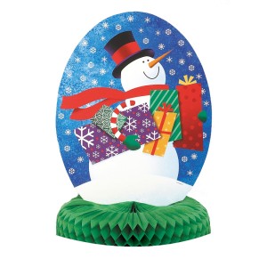 Centre de table bonhomme de neige avec cadeaux