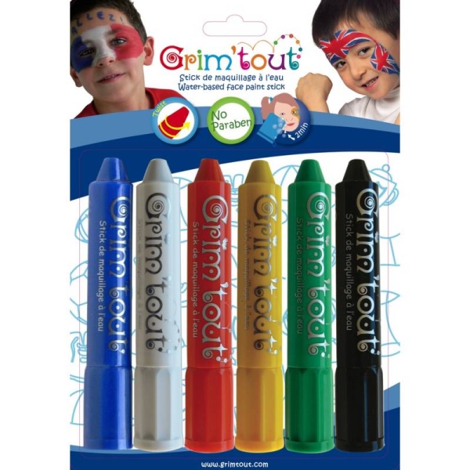 6 Crayons  maquillage - Couleurs Primaires 