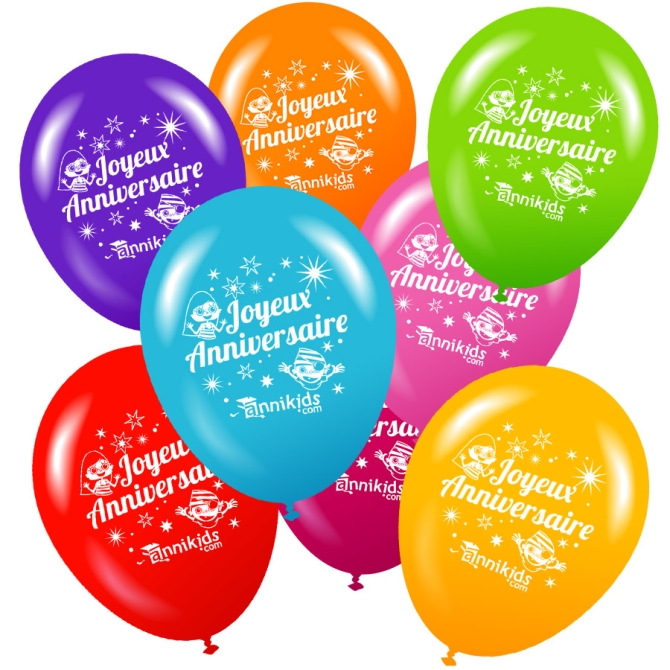 8 ballons Annikids Joyeux Anniversaire 