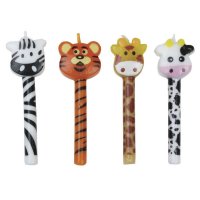 4 Petites Bougies Animaux (6 cm)