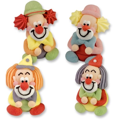 4 Clowns assis 3D en sucre 