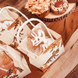 4 Mini Sacs Cadeaux Dinosaure Liège / Camel / Or. n°3