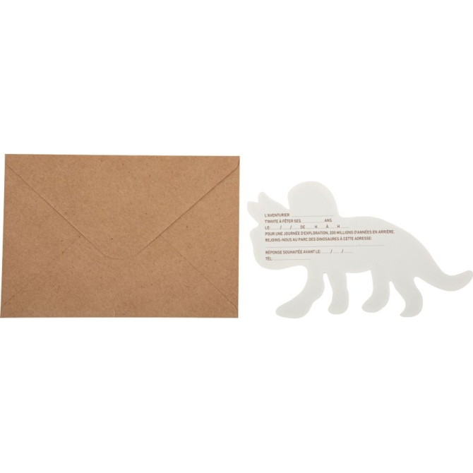 4 Invitations Dinosaure en Lige 