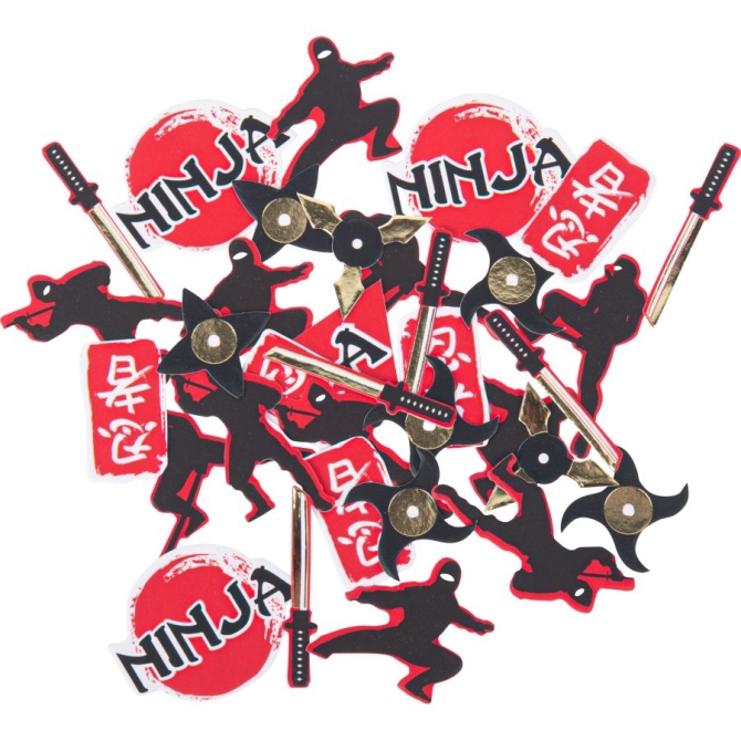 100 Confettis Ninja Noir / Or / Rouge 