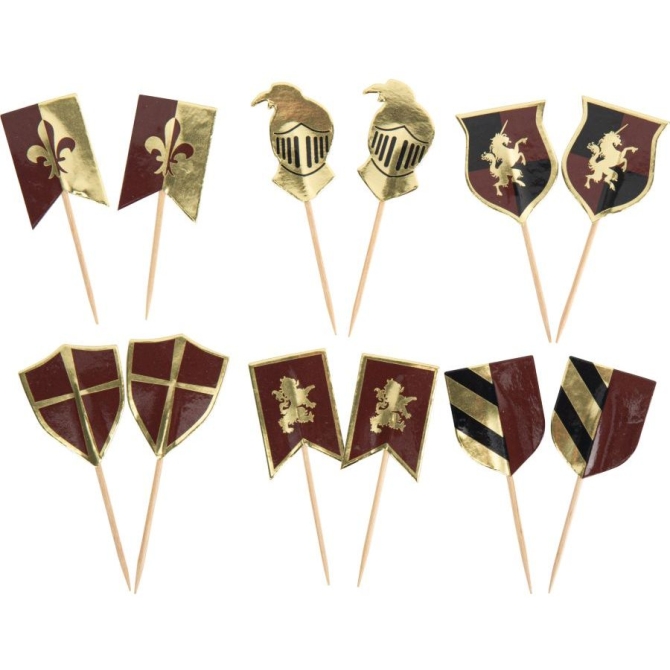 12 Cake Toppers Chevalier Bordeaux 