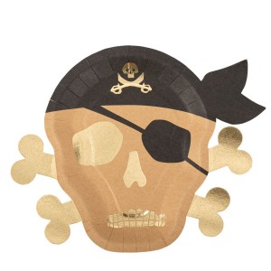 8 Assiettes Pirate Kraft Noir/Or