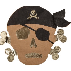 16 Serviettes Pirate Kraft Noir/Or