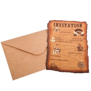 8 Invitations Pirate Noir/Or