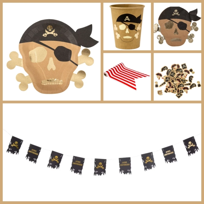 Grande Bo�te � F�te  Pirate Kraft Noir / Or 