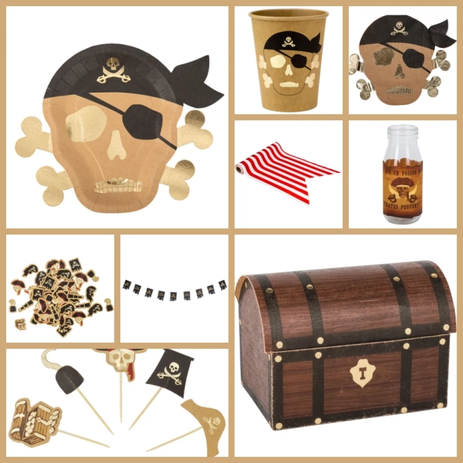 Maxi Bo�te � F�te Pirate Kraft Noir / Or 