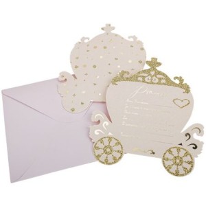 8 Invitations Princesse Rose