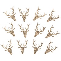 12 Petits Dcors Joli Cerf - Bois Paillettes Or