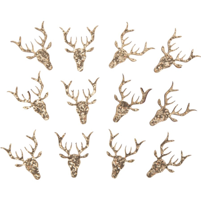 12 Petits Dcors Joli Cerf - Bois Paillettes Or 