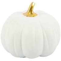 Citrouille Dcorative Blanc Mat et Or - Rsine