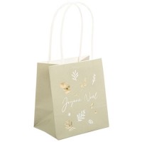 Contient : 1 x 4 Petits Sacs Joyeux Nol Botanic Vert de Gris/Velours Blanc et Or - 11 cm