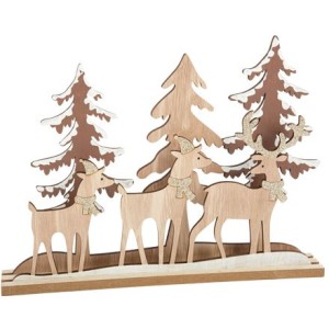 Le Village Féerique des Cerfs sur Socle en Bois - 30 cm