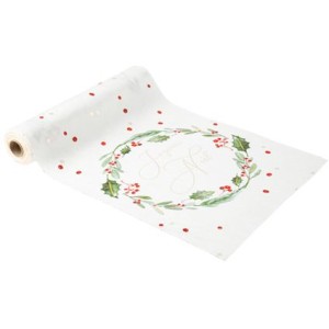 Chemin de Table Tradi Chic Velours Blanc, Vert, Rouge et Or