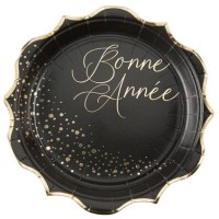 8 Assiettes Bonne Anne Voie Lacte Noir/Or