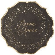 Serviette Happy New Year Lot De 50 Serviettes De Table Pour Le Réveillon Du Nouvel An 2025 - Décorations De Fête Pour Le Nouvel An 2025 - 12,7 X 12,7 Cm - Feuille Dorée Serviette Noir Et Or