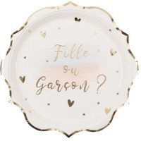 Contient : 1 x 8 Assiette Gender Reveal Fille ou Garcon ?