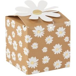 10 Boîtes Cadeaux Marguerites Blanc et Or