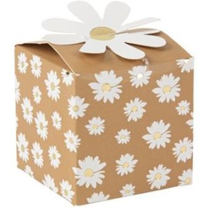 10 Botes Cadeaux Marguerites Blanc et Or