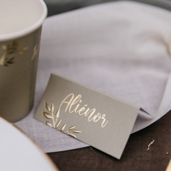 10 Marque Places Jolis Brins Vert Sauge et Or  - 8 cm. n1