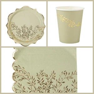 Bo�te � F�te Jolis Brins Vert Sauge et Or