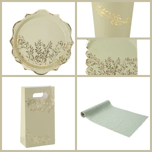 Grande Bo�te � F�te Jolis Brins Vert Sauge et Or