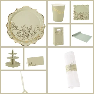 Maxi Bo�te � F�te Jolis Brins Vert Sauge et Or