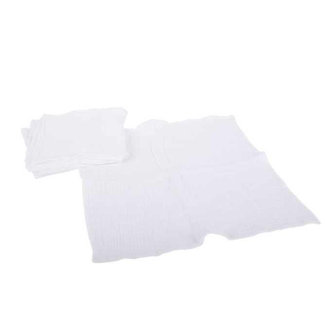 4 Serviettes Gaze de Coton Blanches Lavable - 40 cm 