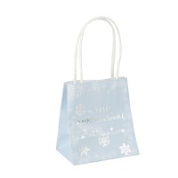 Contient : 1 x 4 Mini Sacs Cadeaux Flocons Bleu Glacier