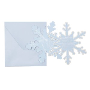 8 Invitations Flocons Bleu Glacier