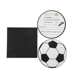 8 Invitations Football Or et Blanc