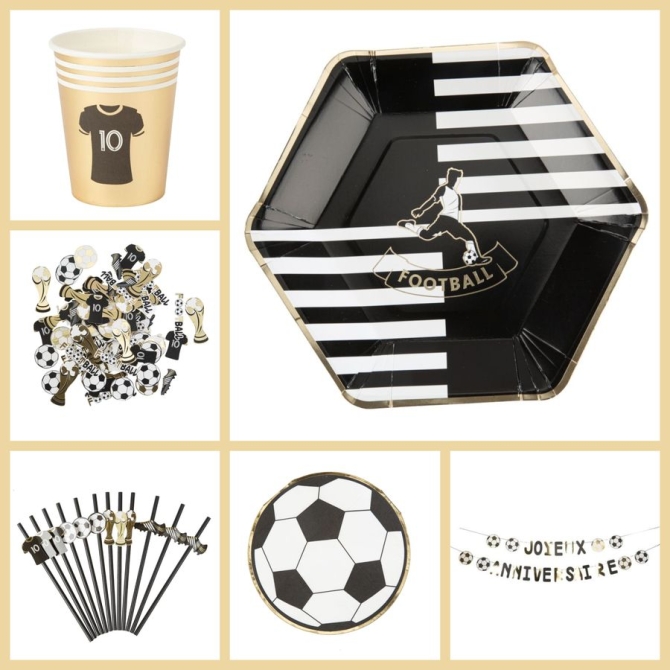 Grande Boîte à Fête Football Or et Blanc 