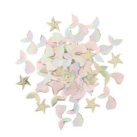 100 Confettis Sirène Pastel et Or