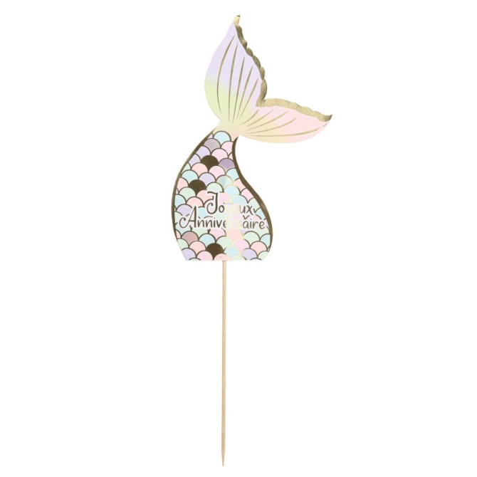 Cake Topper Sirne Pastel et Or 