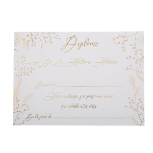 Diplme de la Meilleure Matresse Fleurs des Champs Blanc/Blush et Or