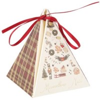 8 Boîtes Cadeaux Noël Gourmand Tartan avec Ruban Satin Bordeaux