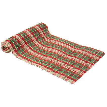 Chemin de Table Tartan Rouge Vert Camel et Or 