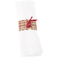 Contient : 1 x 8 Ronds de Serviettes Nol Gourmand Tartan avec Ruban