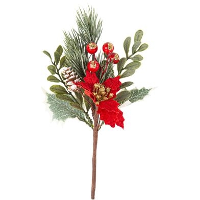 1 Branche Fleur de Poinsettia 19 cm 