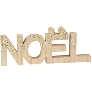 Dcoration Nol en Bois et Paillettes Or