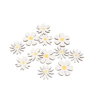 12 Confettis Marguerites en Bois Blanc et Jaune