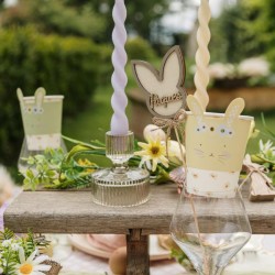 6 Décorations pour Gobelets Jaune,  Rose,  Lilas,  Vert et Or - Lapin. n°4