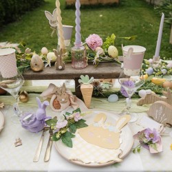6 Décorations pour Gobelets Jaune,  Rose,  Lilas,  Vert et Or - Lapin. n°5