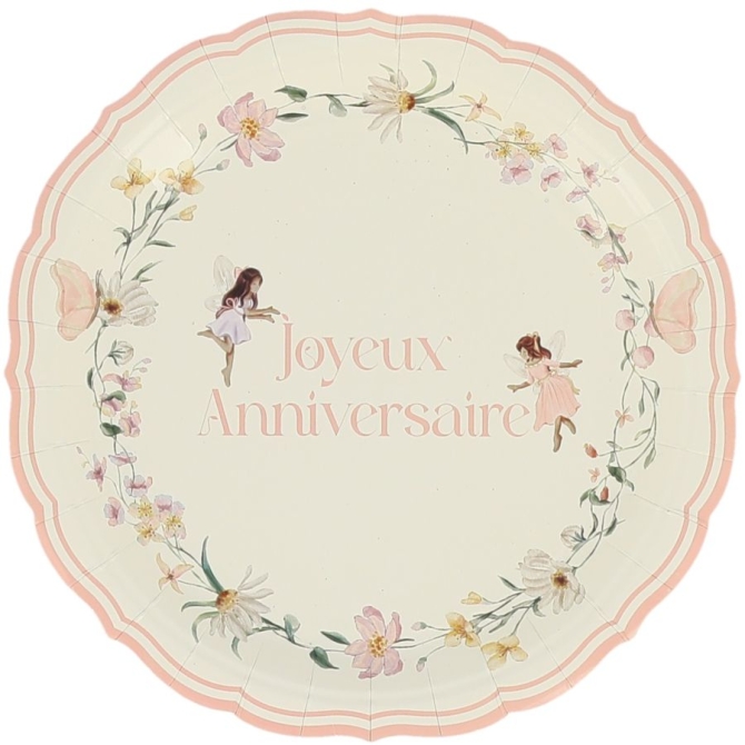 6 Assiettes Fairy World  Joyeux Anniversaire 